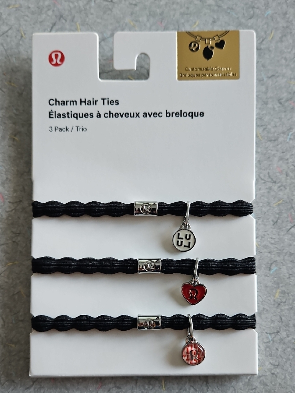 lululemon athletica Black Charm Hair Ties - 3 Pack
